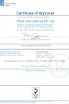ISO 14001, ISO 9001, OHSAS 18001 certificates by LRQA for Allied International UK